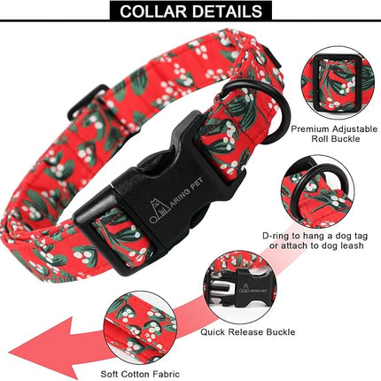 ARING PET Christmas Dog Collar Cute Red Dog Collar, Adjustable Cotton Christmas Small Dog Collars Puppy Collar for Small Medium Large Dogs