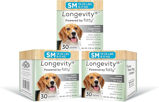 Longevity15 – C15:0 – Fatty Acid Health Supplement for Dogs – Healthy Pet Supplies – for Small Dogs, 3 Pack