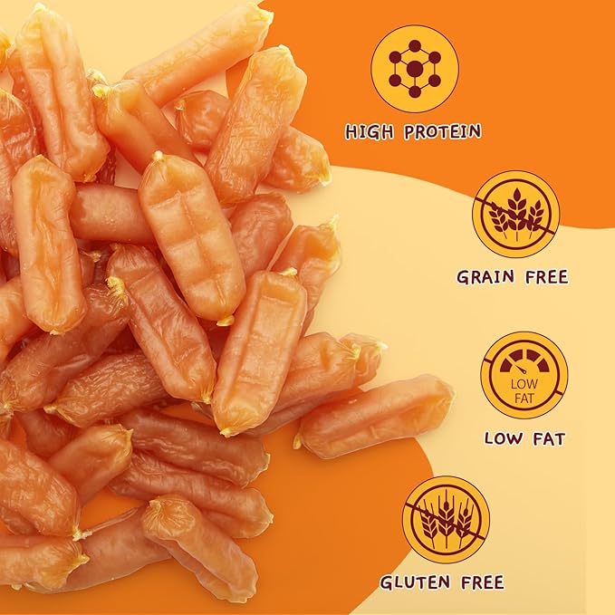 Jungle Calling Chicken Sausage Dog Treats, Slow Roasted Chicken Jerky for Small & Medium Dogs, Grain-Free, High-Protein Chewy Dog Training Treats, 10.6 oz