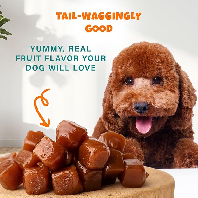 Apples+Carrots Plant-Based Fruit Dog Treats - Carrot and Apple Soft & Chewy - Healthy Vegetarian, Vegan Dog Treats with Organic Ingredients - Low-Protein, Hypoallergenic, Gluten-Free