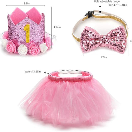 Legendog Dog Tutu Skirt, Birthday Party Supplies - Hat - Bowtie, Cute Pink Outfit for Small Dogs, Girl Dresses