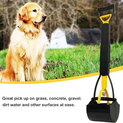 Dog Pooper Scooper for Large Medium & Small Dogs Heavy Duty,Long Handled Dog Poop Scooper for Grass,Durable Dog Poop Pick Up Tool (Yellow)