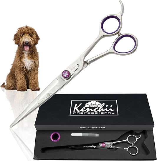 Kenchii Scorpion 7 Inch, Straight Grooming Scissors for Dogs and Pets - Premium Steel Scissors for Dog Grooming - Dog Shears Pet Grooming Accessories - Pet Hair Trimming Scissor