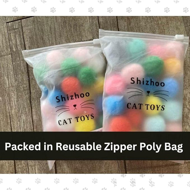 Premium Soft Pom Pom Balls for Kittens - Lightweight, Interactive, Assorted Colors - Plush Toy for Kitten Training and Play - Pet Products for Cats (1.2 Inches 30 Balls)