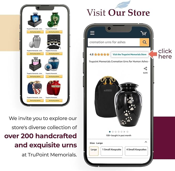 Trupoint Memorials Large Pet Urn for Dogs and Cats Ashes, Paws Print Black Cremation Urns for Pets up to 122 lbs