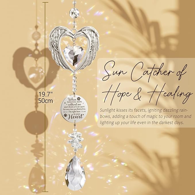 Dog Memorial Gifts for Loss of Dog Sympathy Gifts, Pet Memorial Gift for Dogs Cats, Pets Sympathy Crystal Suncatcher, Thoughtful Cats Dogs Bereavement Remembrance Gift for Pet Loss Condolence