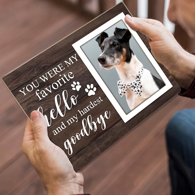 Pet Picture Frames Memorial Dog, Pet Memorial Frame for Dogs, Dog Memorial Gifts for Loss of Dog, In Loving Memory Gifts, Pet Loss Sympathy Gift for Pet Owner Pet Lover, Forever in Our Heart (Brown)