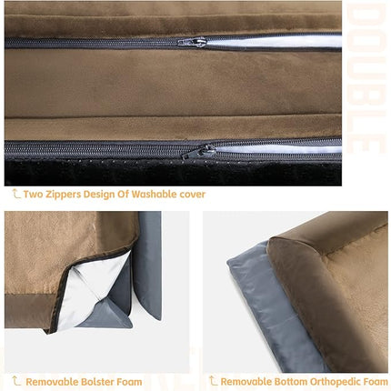 XL Orthopedic Dog Bed for Large Dogs, Waterproof Egg Crate Foam Dog Beds with Removable Washable Cover, XLarge Pet Bed Soft Sofa Couch with Non-Slip Bottom