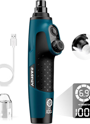 Casfuy Smart 6-Speed Dog Nail Grinder - 50% More Power Pet Nail Grinder with 2 LED Lights Quiet Rechargeable Electric Dog Nail Trimmers File Toenail Grinder for Large Medium Small Dogs & Cats (DB)