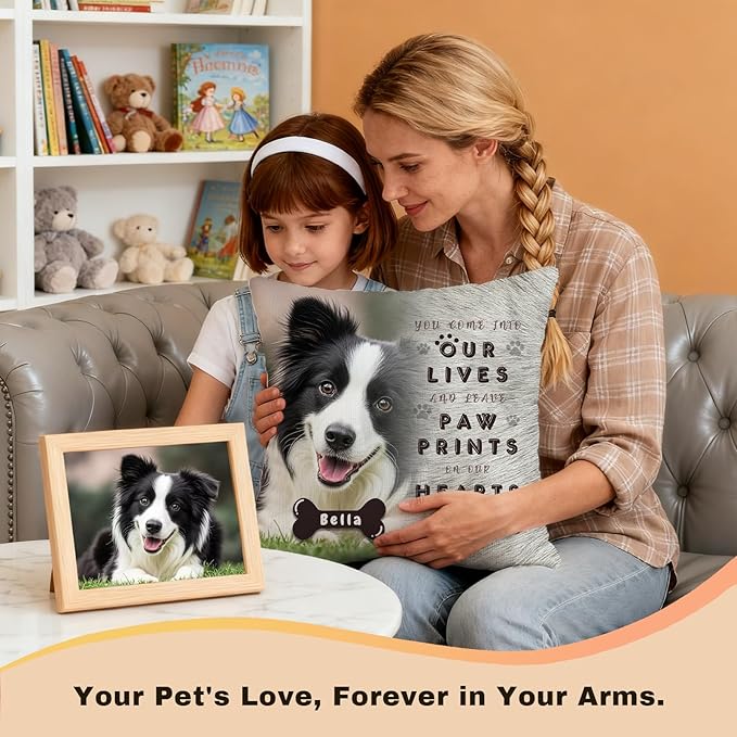 Personalized Pet Memorial Throw Pillow with Photo, Custom Pet Memorial Gifts for Dogs Cats, Loss of Dog Sympathy Gift Dog Bereavement Remembrance Picture Pillow