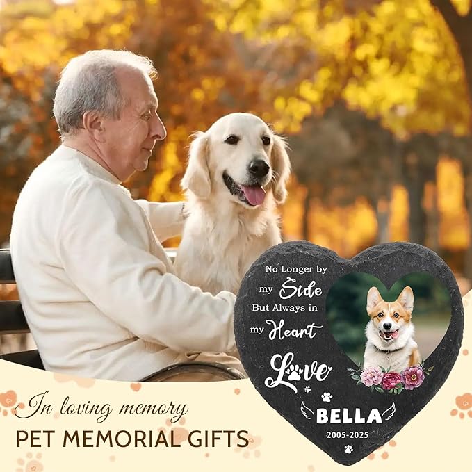 Dog Memorial Gifts for Loss of Dog Cat,Personalized Pet Memorial Stone with Photo Name,Custom Pet Remembrance Gifts,Cat Memorial Sympathy Gift,Dog Passing Away Gifts,Memorial Plaques for Dogs