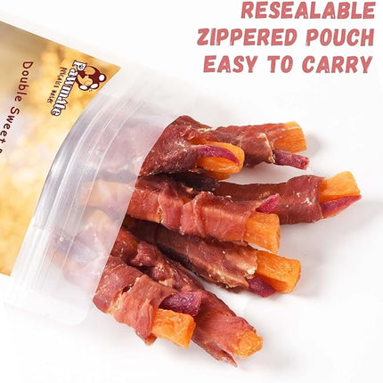 Duck Double Purple Sweet Potato Wraps Dog Treats, Healthy Low Fat Dog Jerky High Protein for Training Treats Snacks, Chewy for Small Medium Large Dogs 12-15 Counts