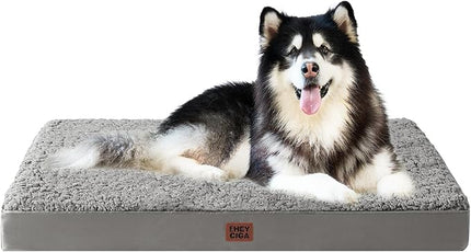 EHEYCIGA Orthopedic XXL Dog Beds for Jumbo Dogs with Removable Washable Cover,Light Grey, 50x36