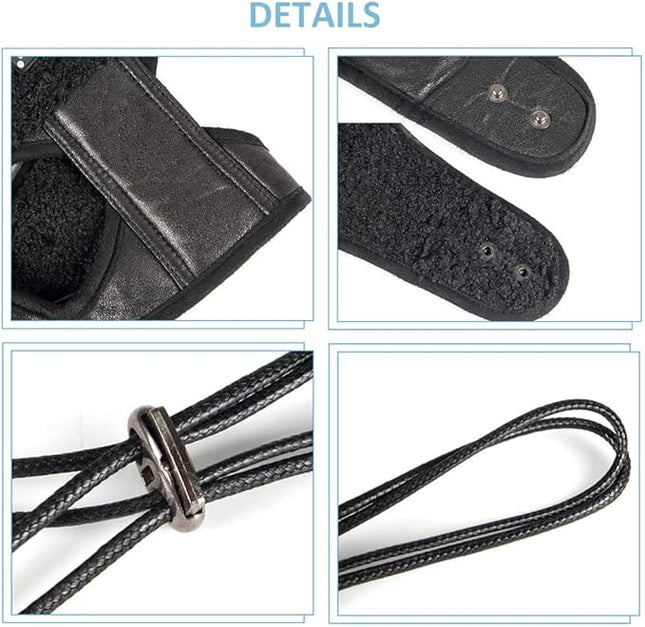 Leconpet Dog Aviator Hat, Dog Winter Pilot Hat with Ear Flaps for Cold Weather (L, Black)