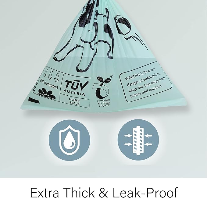 Dog Poop Bags, Compostable Dog Poop Bags Rolls-255 Count, Biodegradable Doggie Poop Bags, Plant-Based Dog Waste Bags, Extra Thick & Leak Proof, Unscented, 9 x 13 Inches