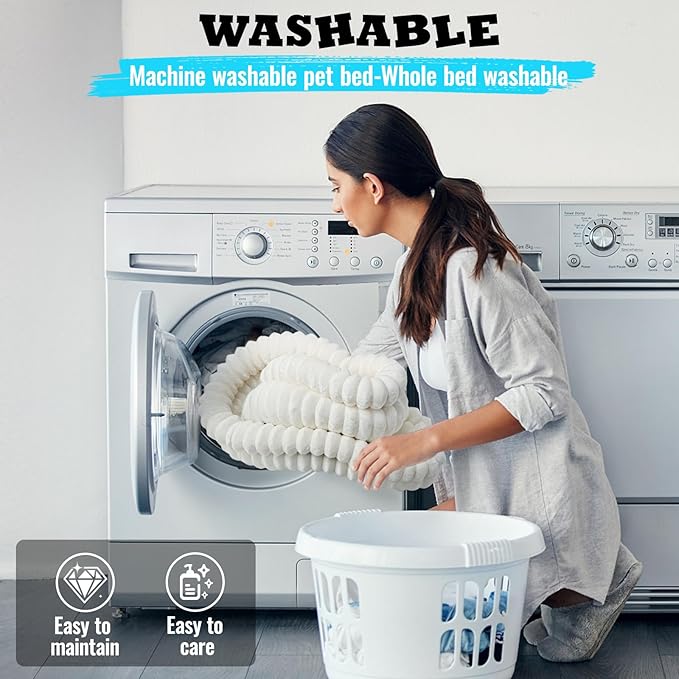 Washable Cat Bed Donut Dog Beds for Small Dogs with Corduroy Fleece Super Soft Pet Bed for Puppy and Kitten,20 * 20 * 6 in