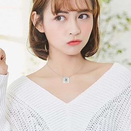 LONAGO 925 Sterling Silver Custom Dog Cat Portrait Photo Necklace Personalized Pet Engraved Picture Pendant Memorial Gift Name Jewelry for Women Mom