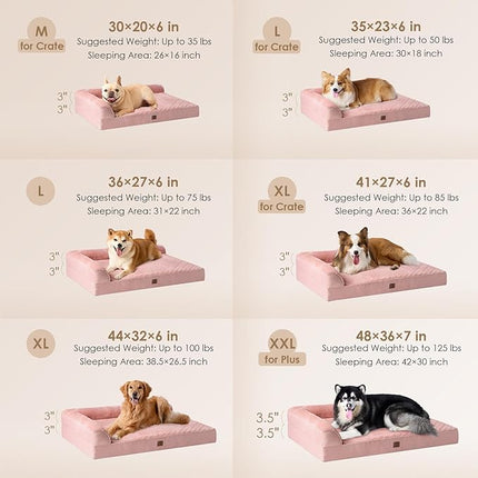 EHEYCIGA Memory Foam Dog Bed XXL, Giant Dog Bed Orthopedic with Washable Removable Cover, Waterproof Pet Bed Couch for Jumbo Dogs, 48x36x7 Inches, Pink
