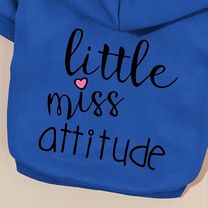 Cat Hoodies for Cats Puppy Pet Clothes Cat Apparel Little Miss Attitude Print Dog Hoodie for Small Medium Dogs Outfits for Kittens(Royal Blue,XL)