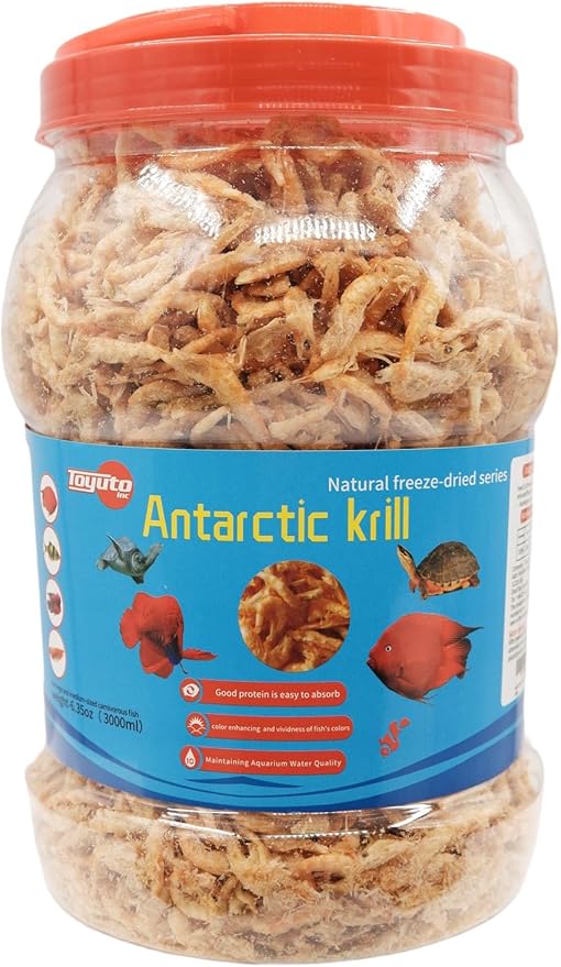 Premium Freeze-Dried Krill & Shrimp Mix - Ideal for Arowana, Koi, Tropical Cichlids, and Turtles - High-Protein Floating Aquarium Food (3000ml)