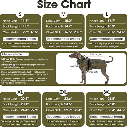 QBLEEV Warm Dog Jacket - Reflective, Adjustable Winter Coat with Turtleneck for Cold Weather, Waterproof Fleece Snowsuit for Small, Medium, Large Dogs