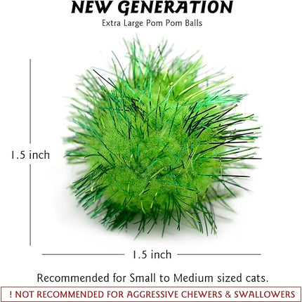 100PCS 1.5 INCH Cat Toy Balls Extra Large Sparkly Cat's Favorite Chase Glitter Ball Toy Sparkle Pom Pom Balls