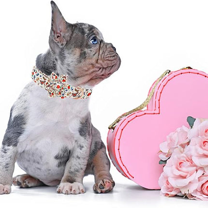 Elegant little tail Dog Collar, Girl or Boy Dog Collar Flower Pet Collar with Flower Customize Collar for Dog Adjustable Dog Collar for X-Small Dogs