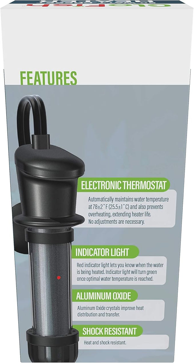GloFish Submersible Heater 50 Watts, for Aquariums Up to 10 Gallons, UL Listed,BLACK