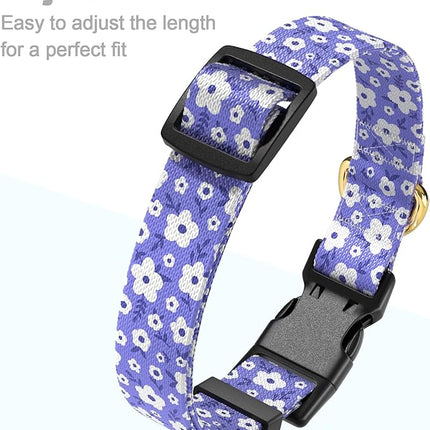 Rnivvi Dog Collar for Large Dogs, Cute Heavy Duty Adjustable Puppy Collar with Quick Release Buckle for Boy Girl & Female, Pet Accessories for Walking Running, L Length 1" Width, Purple White