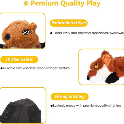 Dog Squeak Toys 5 Pack,No Stuffing Plush Dogs Chew Toys for Small Medium Large Breed Chewer Squeaky Toys Durable Puppy Teething Toys Stuffless Puppy Toys for Boredom