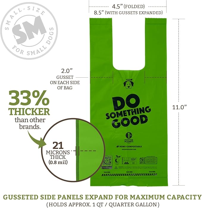 Doggy Do Good Poop Bags for Dogs (60 Ct), Easy Open Dog Poop Bags Rolls, Certified Home Compostable