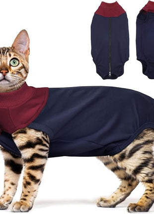 Cat Recovery Suit Female, Breathable Onesie After Surgery Female for Abdominal Wounds or Skin Diseases, Anti-Licking Full Body Cat Surgery Recovery Suit, E-Collar Alternative Wear