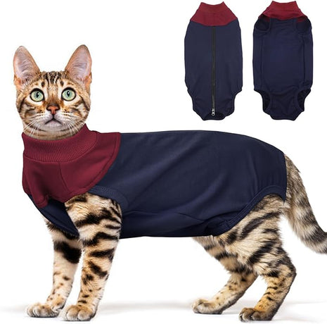 Cat Recovery Suit Female, Breathable Onesie After Surgery Female for Abdominal Wounds or Skin Diseases, Anti-Licking Full Body Cat Surgery Recovery Suit, E-Collar Alternative Wear