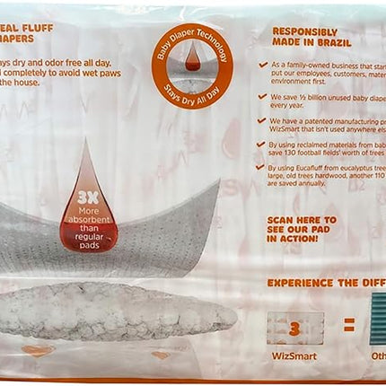 WizSmart Heavyweight Dog Pee Pads for Large Dogs, Puppies, Seniors – Ultra Absorbent, Leak Proof, Odor Control, Quick Dry, XL Training Pads with Stay Put Tabs – 23.5" x 31.5", 14 Cup Capacity