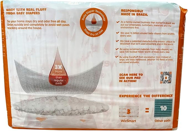 WizSmart Heavyweight Dog Pee Pads for Large Dogs, Puppies, Seniors – Ultra Absorbent, Leak Proof, Odor Control, Quick Dry, XL Training Pads with Stay Put Tabs – 23.5" x 31.5", 14 Cup Capacity