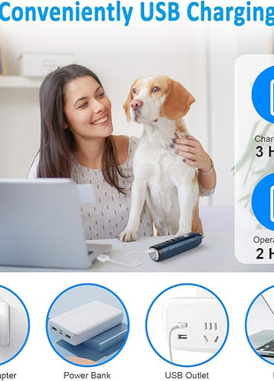 Casfuy Dog Nail Grinder with 2 LED Light - 4.8V Super Powerful 2-Speed Electric Pet Nail Trimmer for Medium Large Dogs Quiet Rechargeable Painless Paws Grooming & Smoothing Tool (Dark Blue)