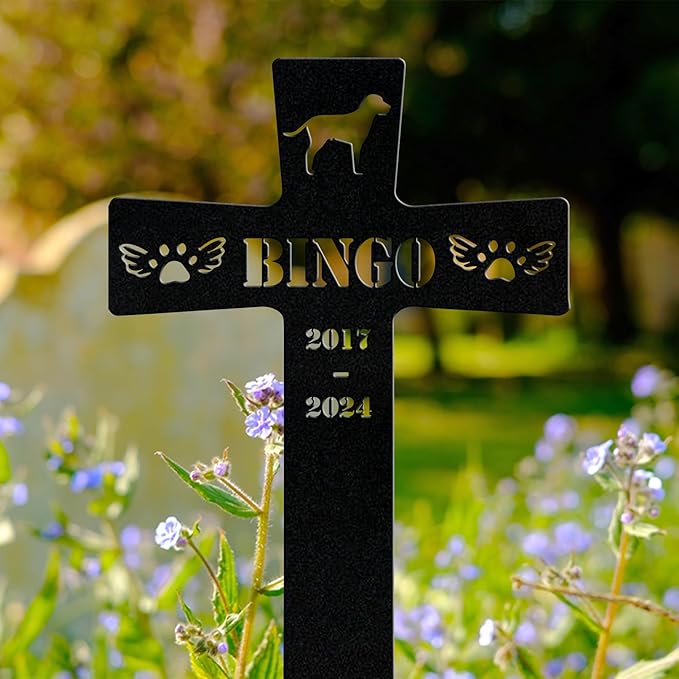 Personalized Metal Dog Grave Markers Stake, Pet Memorial Outdoor Garden Sign Plaque, Custom Pets Name Marker for Cemetery, Pet Loss Sympathy Gift