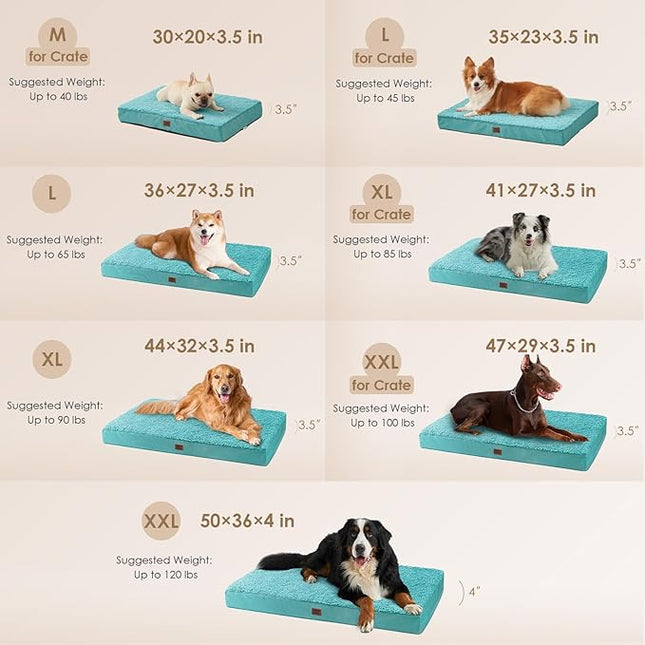 EHEYCIGA Orthopedic XL Dog Beds for Extra Large Dogs with Removable Washable Cover for Crate, Turquoise Blue, 41x27