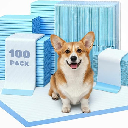 FluffyDream Super Absorbent Waterproof Dog and Puppy Pet Training Pad, Housebreaking Pet Pad,Blue (22"x22"(100PCS))