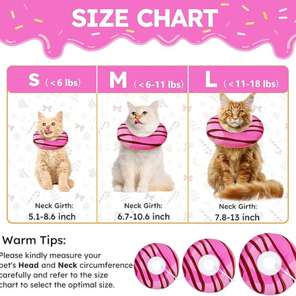 Cat Cone Collar Soft, Cat Recovery Collar for Wound Healing Cute Donut Adjustable Kitten Cones to Stop Licking Comfortable Lightweight Neck Elizabethan Collars for Kittens After Surgery