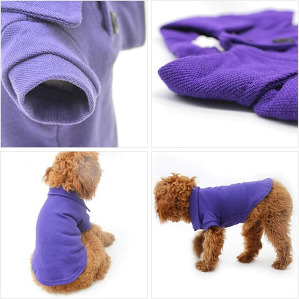 lovelonglong Basic Dog Polo Shirts Premium Cotton, Polo T-Shirts for Large Medium Small Dogs with a Two-Button Collar Blank Color Purple M