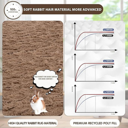 EMPSIGN Dog Bed Mat 47 Inch Reversible Warm & Cool,Washable Dog Crate Bed with Egg Crate Foam Support, Pet Sleeping Mat for Large Medium Small Dogs, Fluffy Kennel Pad(Brown)