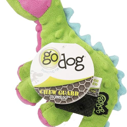 goDog Dinos Spike Squeaky Plush Dog Toy, Chew Guard Technology - Green, Small