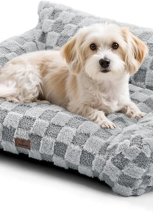 Cat Bed Cat Couch for Puppy and Kitten, Fluffy Pet Sofas Medium Dog Sofa Bed, Supportive Cats Sofa for Indoor Cats, Washable Cover & Non-Slip, 32 inch, Grey