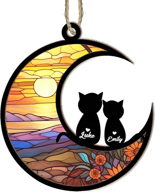 Personalized cat suncatcher, cat Memorial Ornament, cat Memorial Gifts for Loss of cat, cat Christmas Ornament, cat Lovers Gifts 02