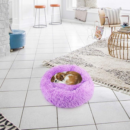 NOYAL Calming Dog Bed Donut Anti Anxiety Fluffy Dog Bed for Small Medium Dog and Cat