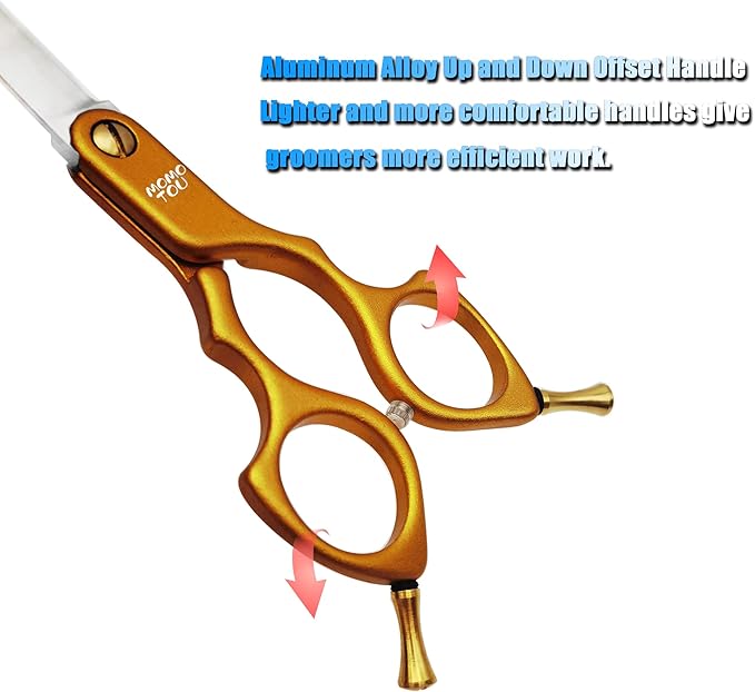 6.5'' Small Curved Dog Grooming Scissors Gold Professional Trimming Shears with Ultra-Lightweight Offset Handle 440C Stainless Steel Pet Scissors for Face and Paws