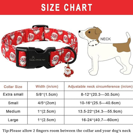 ARING PET Christmas Dog Collar-Cute Red Santa Claus Dog Collars, Adjustable Christmas Pet Collars Puppy Collar with Quick Release Buckle for Girl&Boy Dogs