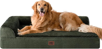 EHEYCIGA Memory Foam Dog Bed XLarge Sized Dogs, Extra Large Dog Bed Orthopedic with Washable Removable Cover, Waterproof XL Pet Bed Couch, 44x33x6 Inches, Dark Green
