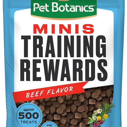 Pet Botanics 10 Oz. Pouch Training Reward Mini Soft & Chewy, Beef Flavor, with 500 Treats Per Bag, The Choice of Top Trainers